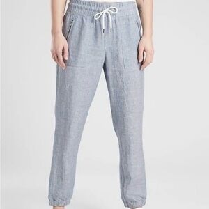 Athleta women’s Cabo linen joggers size 14 chambray